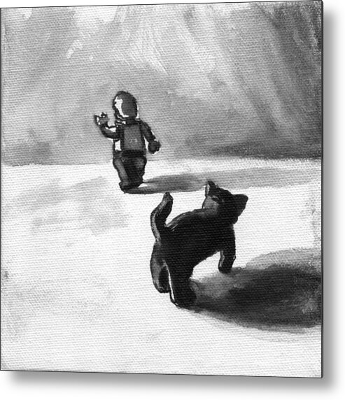 India Ink Metal Print featuring the painting Scaredy cat by Tim Murphy