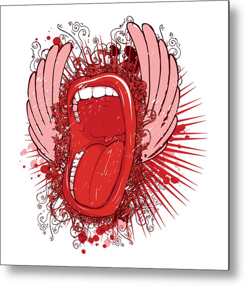 Mouth Metal Print featuring the digital art Screaming Red Mouth by Matthias Hauser