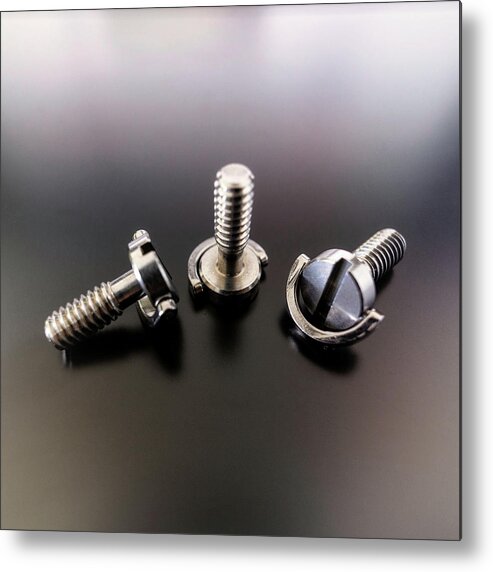 1/4 Inch Metal Print featuring the photograph Screws triplet by Micah Offman