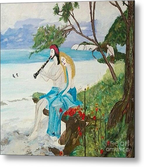 Acrylic Landscape Metal Print featuring the painting Seaside Serenade by Denise Morgan