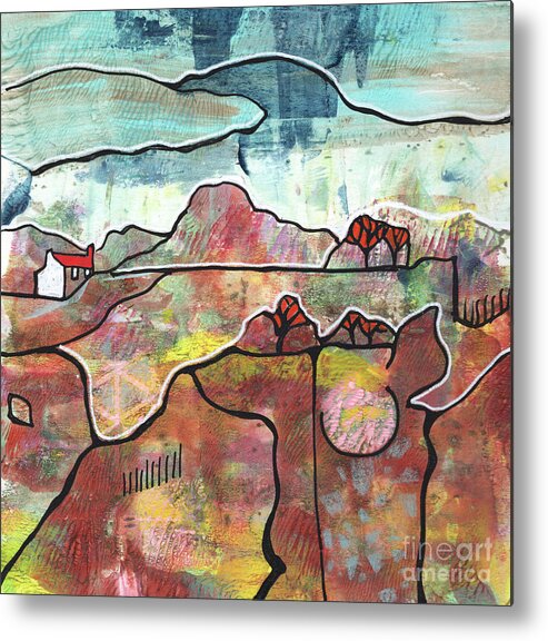  Metal Print featuring the painting Seasonal Landscape - Autumn by Ariadna De Raadt