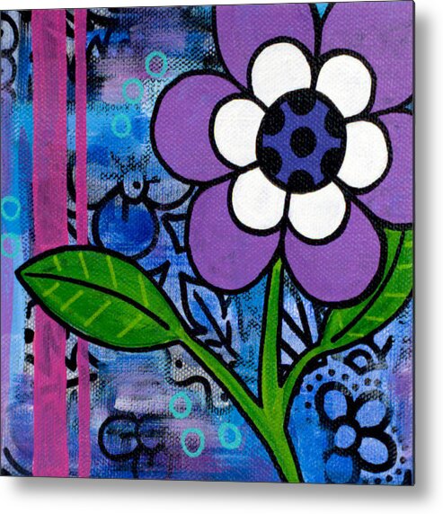 Flower Metal Print featuring the painting Single Purple Bloom by Beth Ann Scott