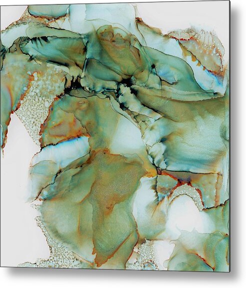 Alcohol Ink Metal Print featuring the painting Skeleton Earth by Angela Marinari