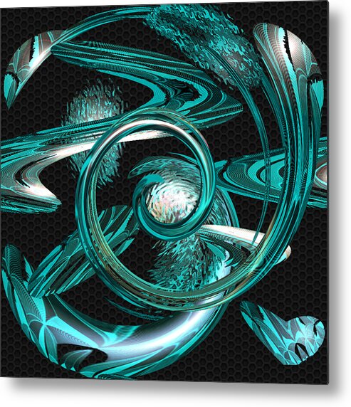 Digital Wall Art Metal Print featuring the digital art Snakes Swirl Black by Ronald Mills