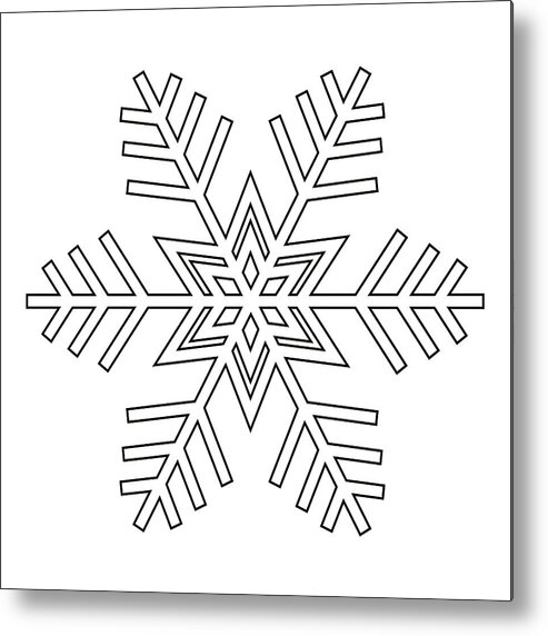 Snowflakes Metal Print featuring the digital art Snowflake in Black and White by Eclectic at Heart