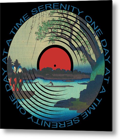 Sobriety Metal Print featuring the painting Sobriety Serenity One Day At A Time AA Sober Tee Tees T-Shirt River by Tony Rubino
