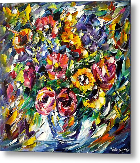 Flower Love Metal Print featuring the painting Spring Flowers by Mirek Kuzniar