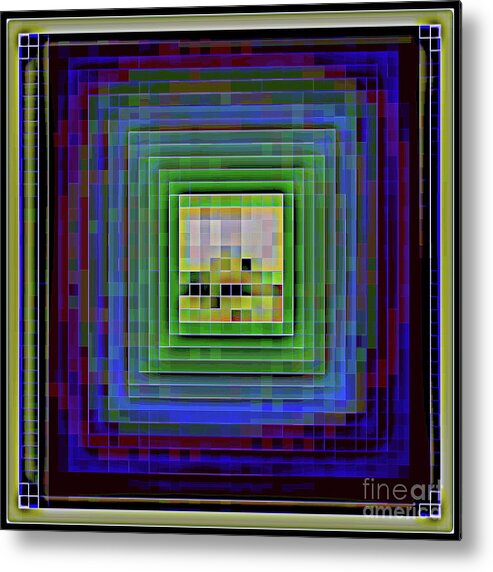 Abstract Metal Print featuring the painting Squares in a square. by Maya Bukhina