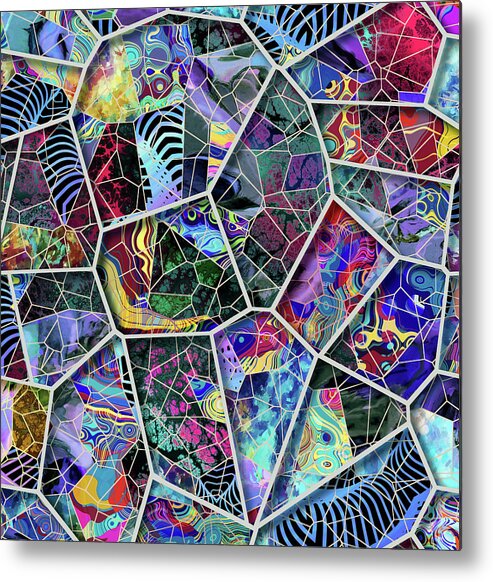 Stained Metal Print featuring the digital art Stained Glass Patchwork - series non-objective  by Grace Iradian