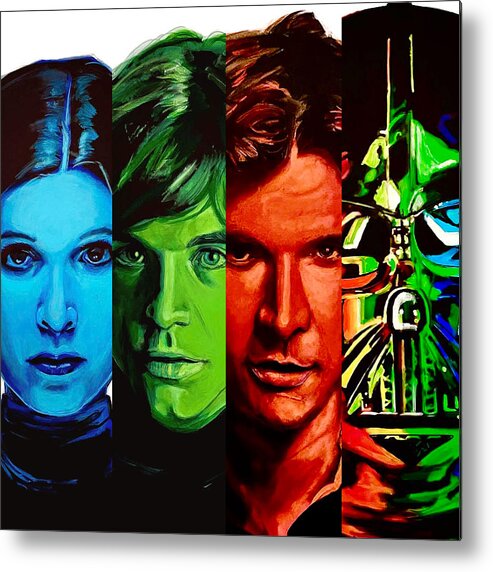 Pop Art Metal Print featuring the painting Star Wars Icons II by Joel Tesch