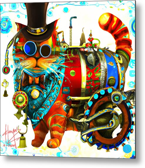 Steampunnk Metal Print featuring the digital art Steampunk Cat by DC Langer
