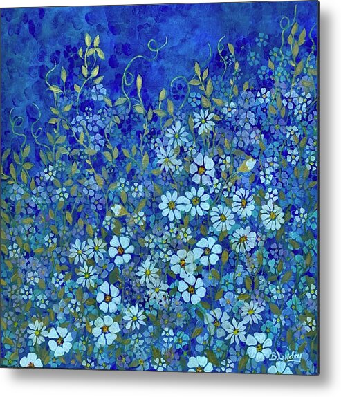 Stencil Metal Print featuring the painting Stencil Me Blue by Barbara Landry
