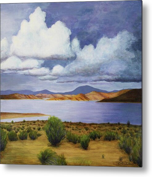 Kim Mcclinton Metal Print featuring the painting Storm on Lake Powell - right panel of three by Kim McClinton