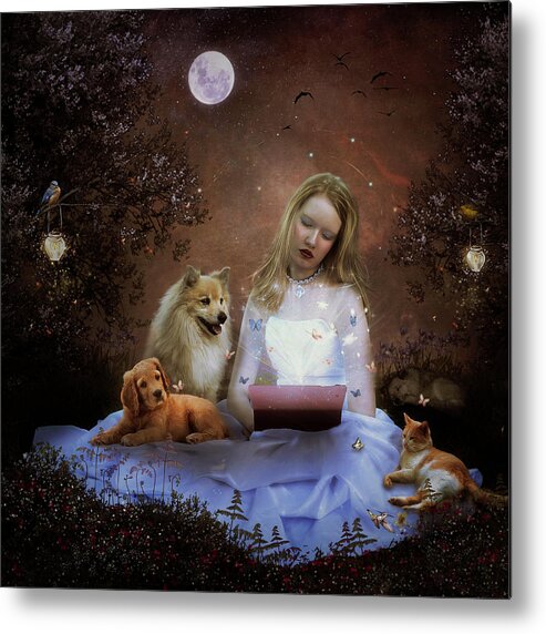 Girl Metal Print featuring the digital art Story TIme by Maggy Pease