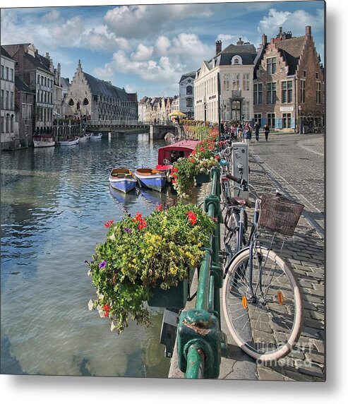 Ghent Metal Print featuring the photograph Street Scene, Ghent, Belgium by Philip Preston
