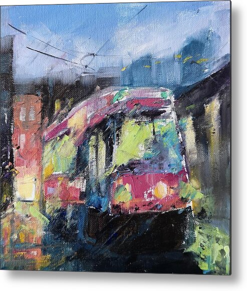 Streetcar Metal Print featuring the painting Streetcar 7pm by Sheila Romard