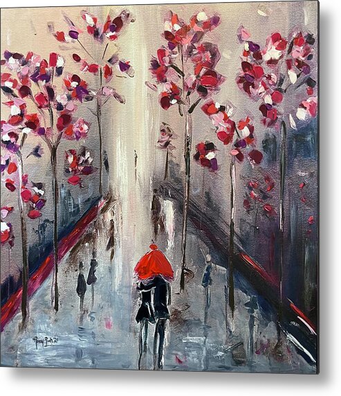 Paris Metal Print featuring the painting Strolling in Paris 2021 by Roxy Rich