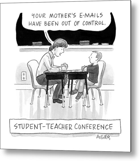 Captionless Metal Print featuring the drawing Student Teacher Conference by Pat Achilles