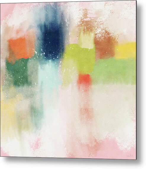 Abstract Metal Print featuring the mixed media Subdued Spring- Art by Linda Woods by Linda Woods