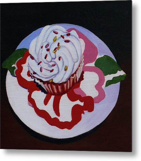 Summer Cupcake Metal Print featuring the painting Summer Cupcake by Susan Duda