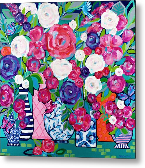Flowers Metal Print featuring the painting Summer Soiree by Beth Ann Scott