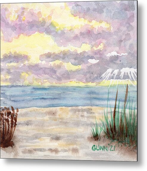 Sunrise Metal Print featuring the painting Sunrise at the Beach by Katrina Gunn