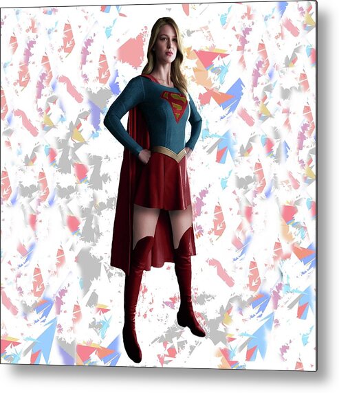 Supergirl Metal Print featuring the mixed media Supergirl Splash Super Hero Series by Movie Poster Prints