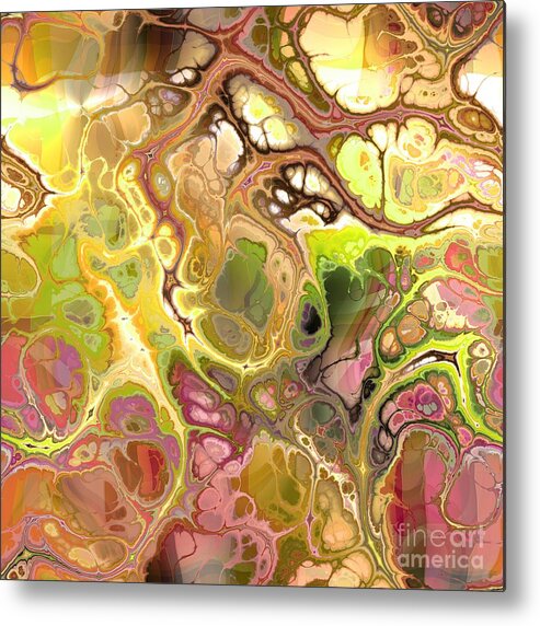 Colorful Metal Print featuring the digital art Suroto - Funky Artistic Colorful Abstract Marble Fluid Digital Art by Sambel Pedes