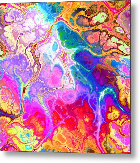 Colorful Metal Print featuring the digital art Sutari - Funky Artistic Colorful Abstract Marble Fluid Digital Art by Sambel Pedes