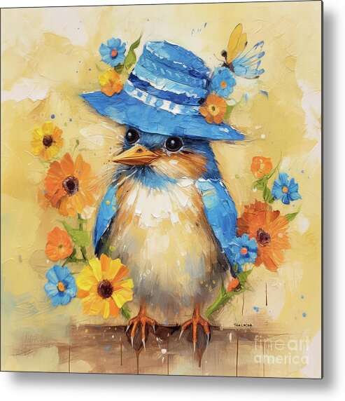 Bluebird Metal Print featuring the painting Sweet Little Bluebird by Tina LeCour