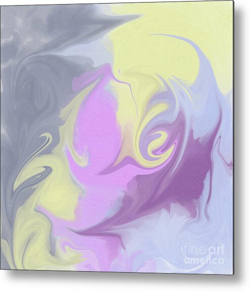 Swirl Metal Print featuring the digital art Swirling abstract in purple and yellow by Bentley Davis