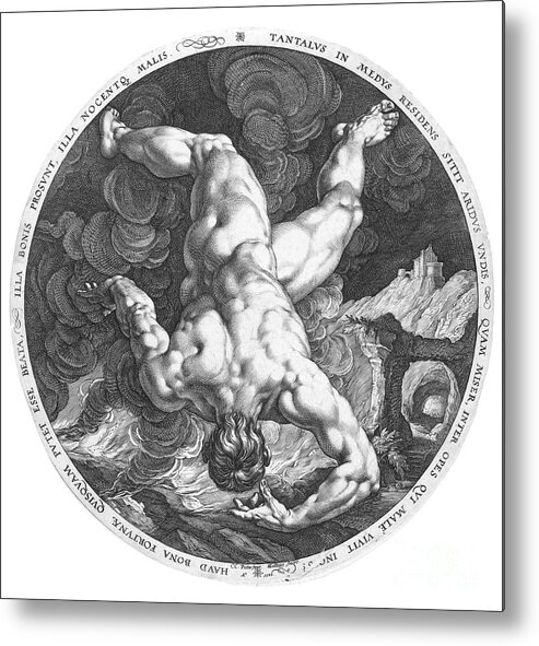 1588 Metal Print featuring the drawing Tantalus, 1588 by Hendrick Goltzius
