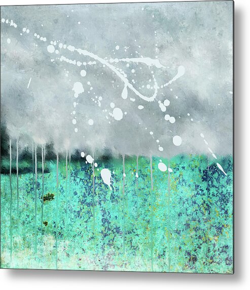 Teal Metal Print featuring the mixed media Teal Rhapsody by Shawn Conn
