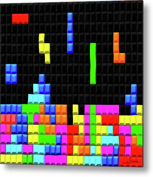 Tetris Metal Print featuring the painting Tetris by George Rossidis
