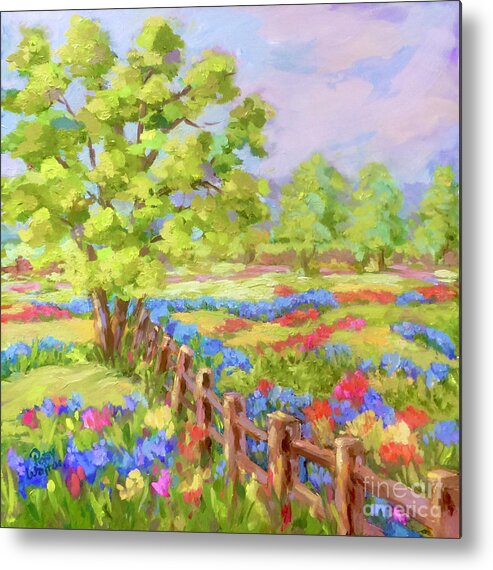 Bluebonnets Metal Print featuring the painting Texas Hill Country by Patsy Walton
