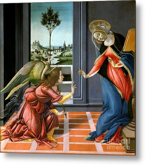 Botticelli Annunciation 1481 Metal Print featuring the painting The Annunciation 1489 by Sandro Botticelli