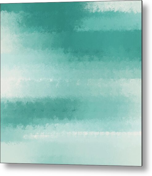 The Call Of The Ocean Metal Print featuring the digital art The Call of the Ocean 2 - Minimal Contemporary Abstract - White, Blue, Cyan by Studio Grafiikka