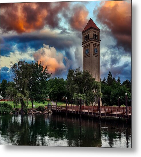Clock Tower Metal Print featuring the photograph The Clock Tower - Spokane, Washington by Mountain Dreams