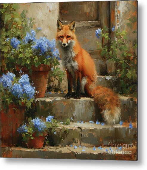 Fox Metal Print featuring the painting The Friendly Fox by Tina LeCour