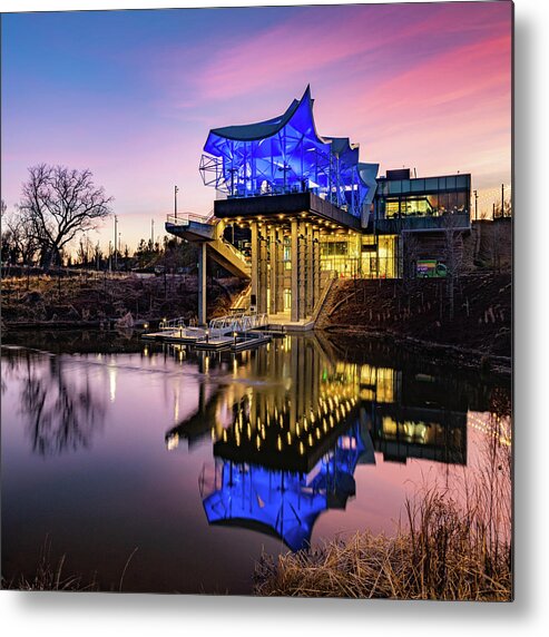 Tulsa Oklahoma Metal Print featuring the photograph The Gathering Place Boathouse Pond 1x1 - Tulsa Oklahoma by Gregory Ballos