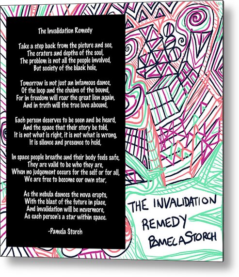 Pamela Storch Metal Print featuring the drawing The Invalidation Remedy Poem by Pamela Storch