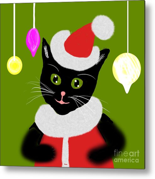 Black Cat Metal Print featuring the digital art The merry cat by Elaine Hayward