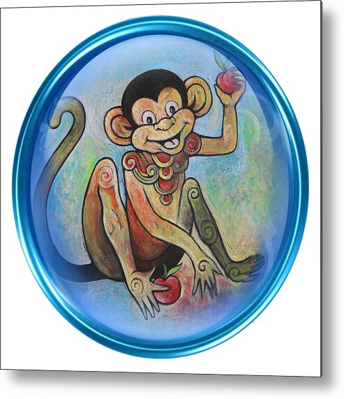 The Monkey Metal Print featuring the painting the Monkey by Tom Dashnyam Otgontugs