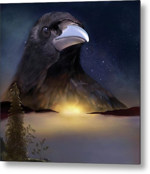 Crow Metal Print featuring the digital art The Night Watch by Sand And Chi