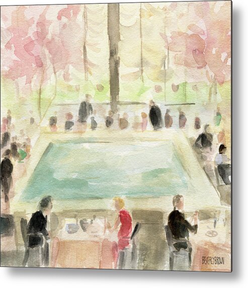 New York Metal Print featuring the painting The Pool Room at the Four Seasons New York by Beverly Brown Prints