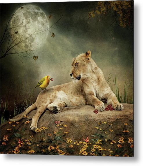 Lioness Metal Print featuring the digital art The Queen of the Savannah by Maggy Pease