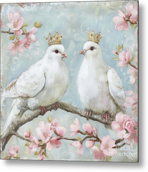 White Doves Metal Print featuring the painting The Royal Doves by Tina LeCour