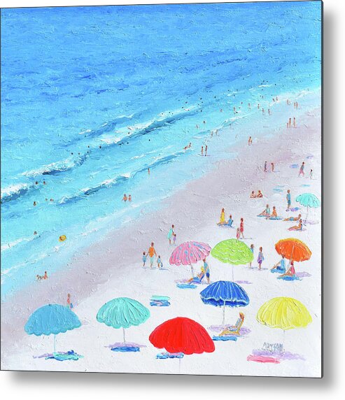 Beach Metal Print featuring the painting The summer heat - beach scene by Jan Matson
