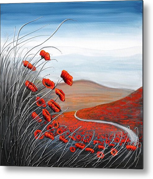 Redpoppies Metal Print featuring the painting The Walk through the Poppies by Amanda Dagg