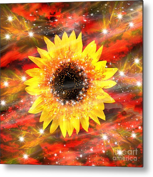 Sunflower Metal Print featuring the mixed media The Winds Of Destiny by Diamante Lavendar